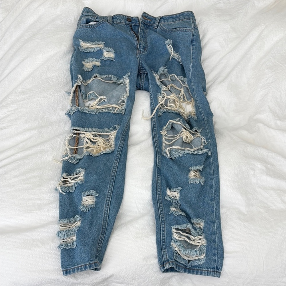 90s Distressed Blue Jeans fashion nova